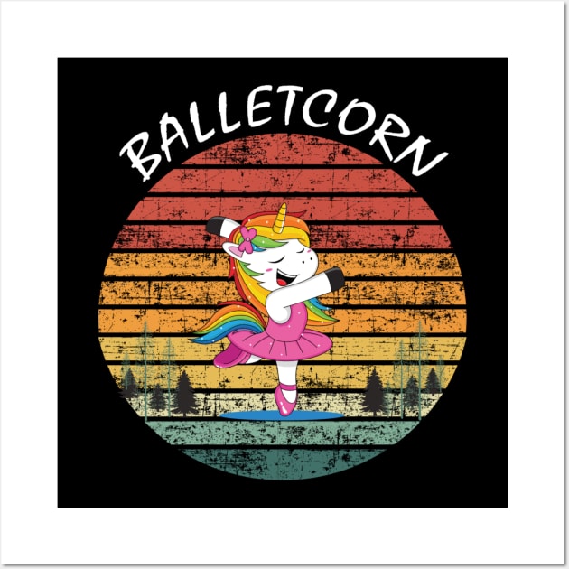 Retro Balletcorn Ballerina Ballet Dance Lover Unicorn Girl Wall Art by unicorn shirt